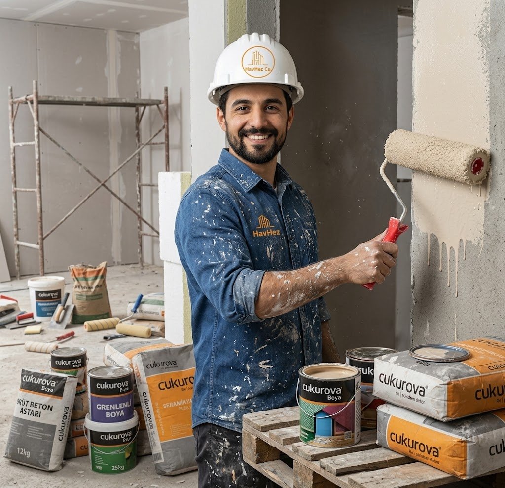 HAV HEZ painter with full Çukurova Boya & Polistren product lineup