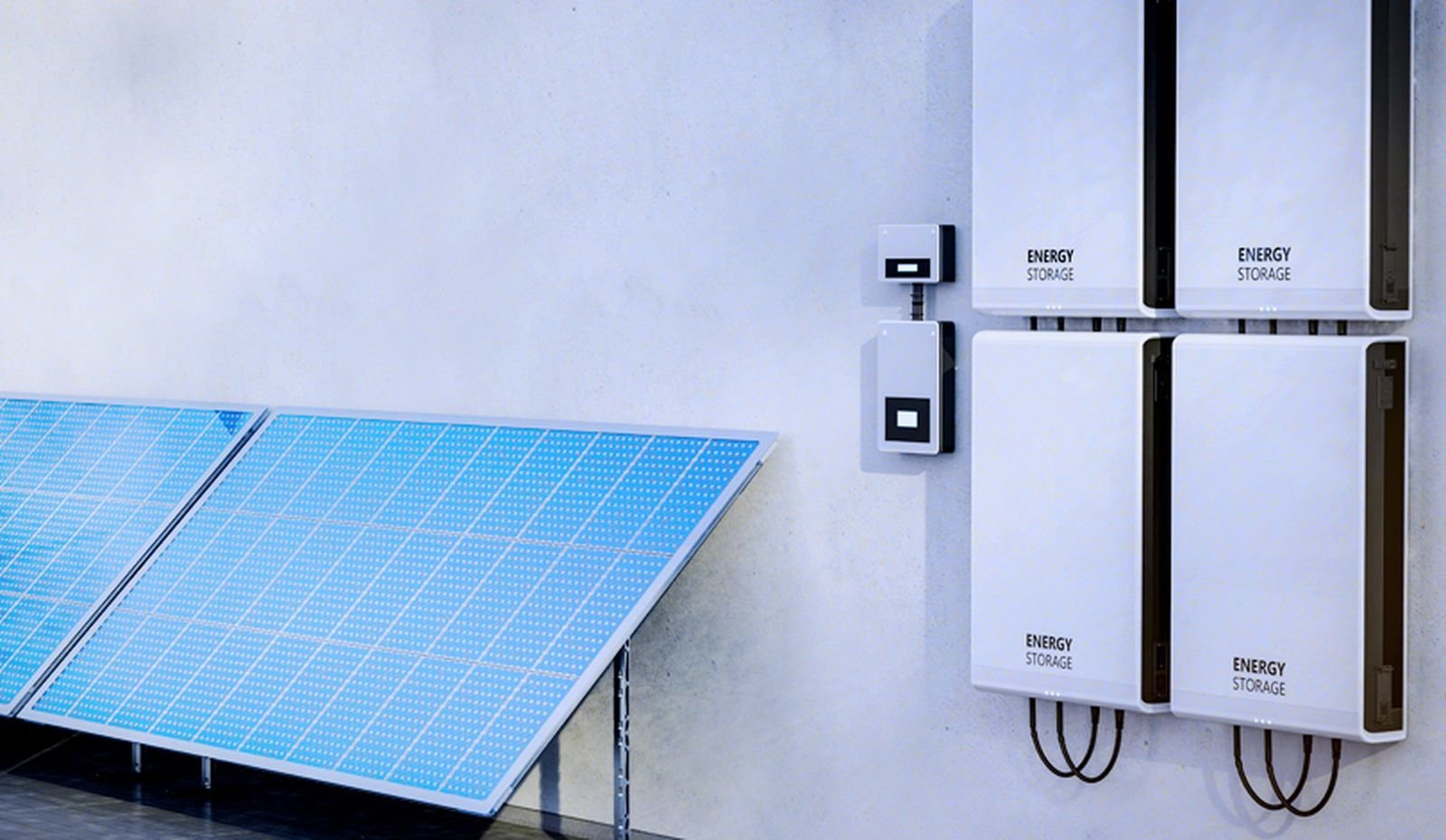 Solar panels, inverter and batteries